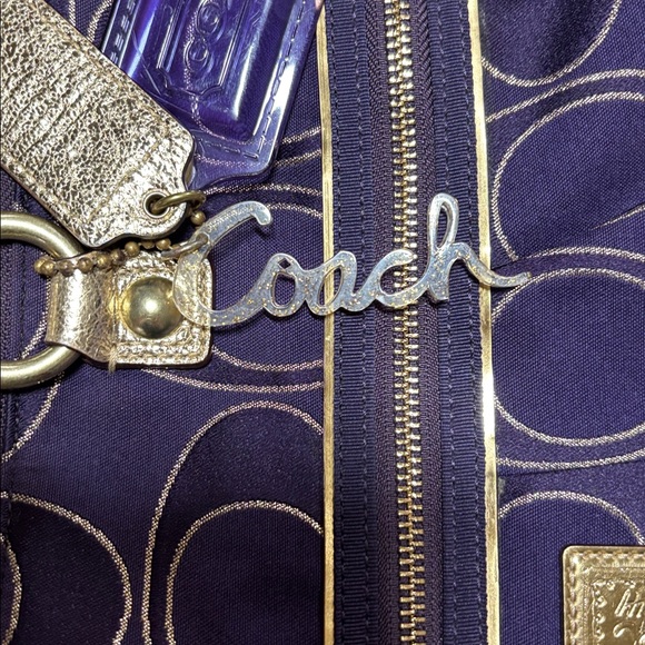 Coach Poppy Collectiom Dark Purple/Gold  Tote with Sz (L) - Like NEW!! - Picture 9 of 11